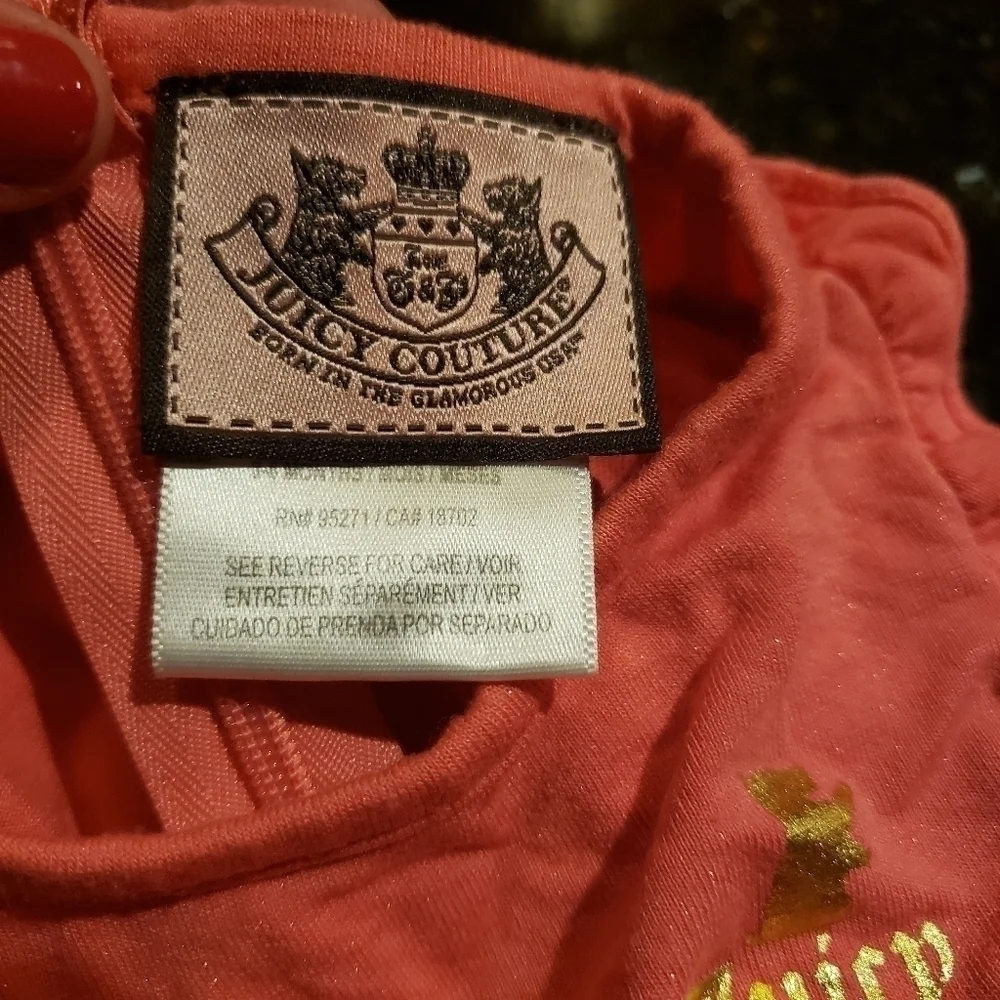 Vintage Juicy Couture Baby Coral Pink Tunic Shirt and Bottoms Matched Set 3-6 mo